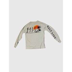 Salt Life Palm Tree Light Blue Long Sleeve Performance Tee Women’s Small Coastal